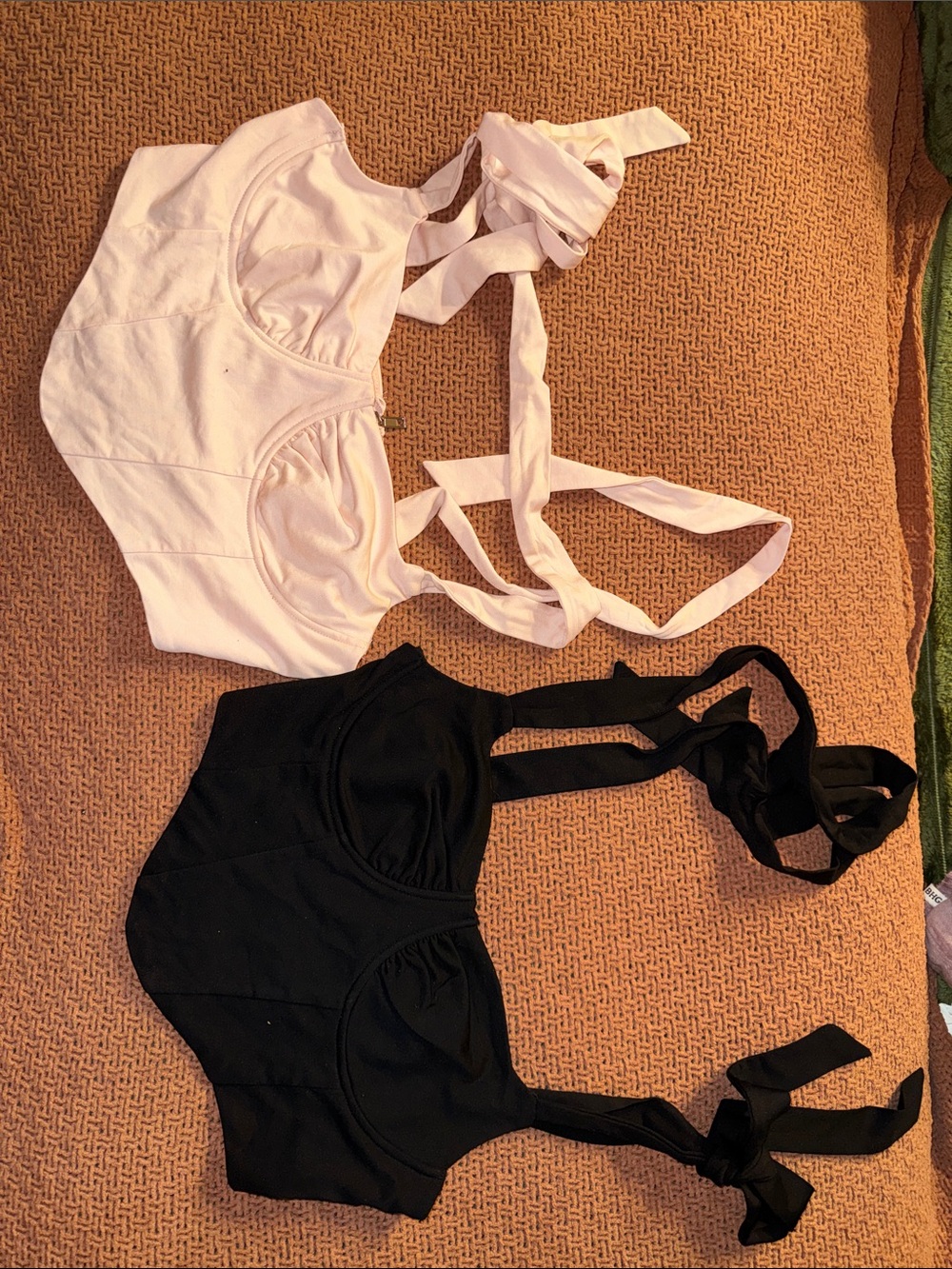 Forever 21 Black Tie-Shoulder Bustier Crop Top